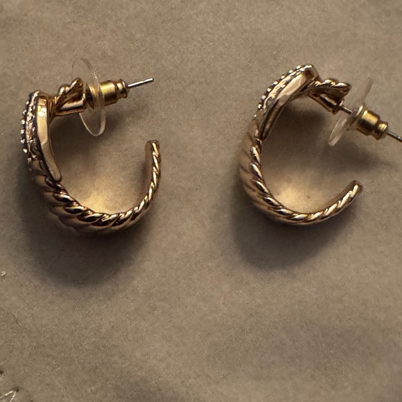 Anthropologie Gold Tone and Pave Women's Earrings - Picture 4 of 6